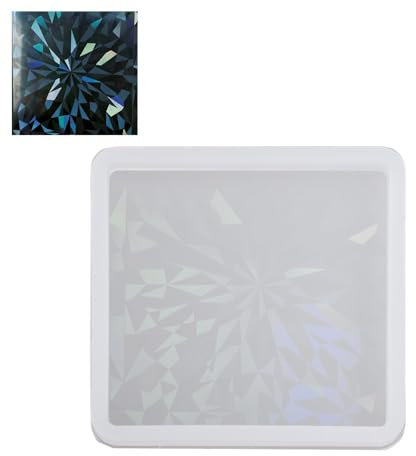 Ideen mit Herz Silikonform mit Holografie-Effekt | Quadrat | Untersetzer | Resin | Epoxidharz-Form | Gießform holografisch | lebensmittelecht