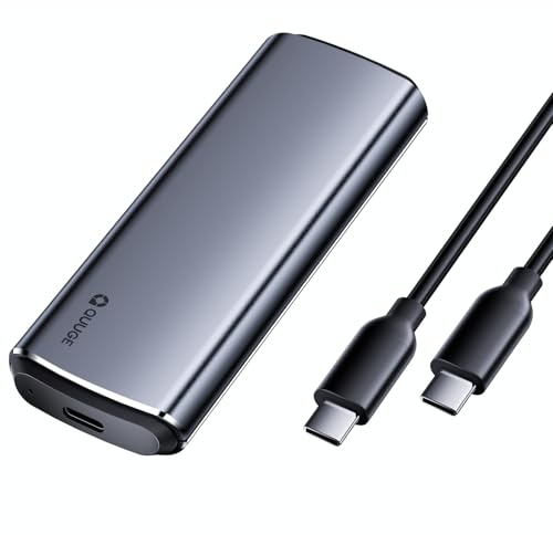 QUUGE NVMe M.2 USB 3.2 SSD Enclosure, USB-C Adapter USB 3.2 Gen 2 10Gbps, Hard Drive Enclosure Aluminum Alloy for PCIe M-Key/M+ B-Key SSDs (2230/2242/2260/2280), Tool-Free, Includes USB CC Cable