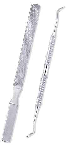 2PCS Toe Nail Files for Fungal Thick Nails,Long Steel Nail File | for Onychomycosis, Fungal & Ingrown Nails – Dual-Ended Toenail Lifter,Nail Tools for Men & Women's,silver,count,1, 80/80 Grit