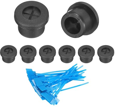 sourcing map 8Pcs Cable Cord Grommet, 1/2(12mm) Rubber Desk Grommets Wire Pass Through Hole Cover with Marked Cable Ties for Home Office Cable Wire Protection, Black