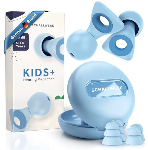 Schallwerk ® Kids+ Gehörschutz Ohrstöpsel Kinder – Weiche & wiederverwendbare Ohrstöpsel bei Lärmempfindlichkeit, Konzentration & Reisen