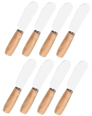 ZUNOXAZ Spatules à Crème Lot De 8 Acier Inoxydable Manche En Bois Outil De Cuisson Trancheuse à Beurre Ustensile Cuisine Pour Tartinage Et Pâtisserie