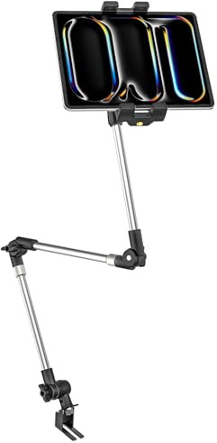 EXSHOW Car/Truck Seat Rail Tablet Holder, Tablet Mount for car with Three Adjustable Extension Arm, 360° Rotation with 1/4 Screw, Fit for 4.7-13 iPad Pro Air Mini,Galaxy Tab,Camera,iPhone
