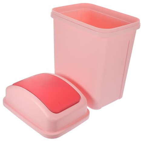 Alipis Cubo de Basura de Plástico Rosa con Tapa Abatible y Gran Capacidad, Diseño Delgado y Estable para Dormitorio y Sala de Estar