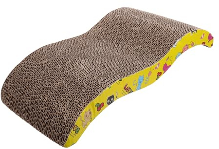 HOMOBABE Katzenkratzbrett aus Langlebiger Wellpappe Kratzspielzeug für Katzen Multifunktionales Kratzmöbel zum Krallenwetzen und Ausruhen für Indoor Katzen Zufälliges Farbdesign