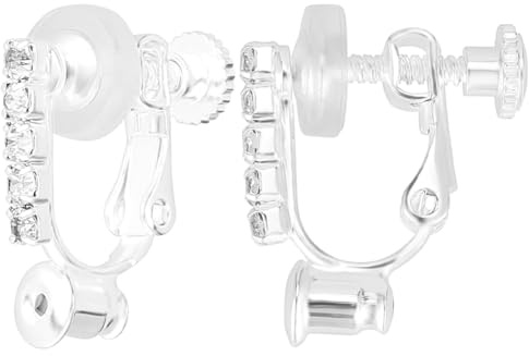 Beebeecraft 1 Schachtel 12 Stück Ohrstecker Adapter 925 Ohrclip Adapter Aus Versilbertem Messing Mit Schraubverschluss Silikonpads Und Strasssteinen Für Nicht Durchstochene Ohren