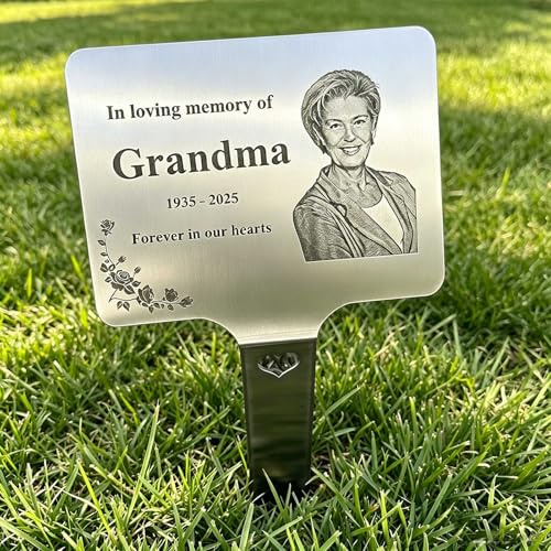 Engraved Photo Metal Plaque with Stake for Garden Memorial Sign,8''x16''