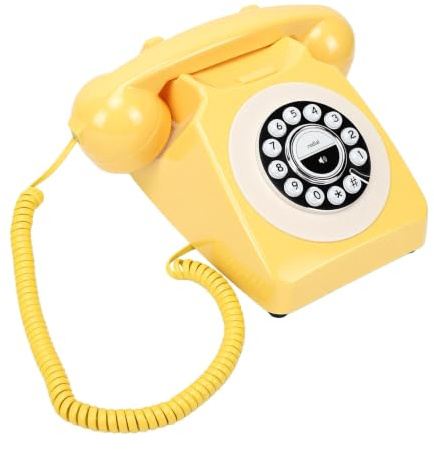 Zerodis Vintage Bluetooth Telephone Cordless Handset with Caller ID & Voicemail for Home Office Use, Supports Music Streaming Hands Free Calling (Yellow)