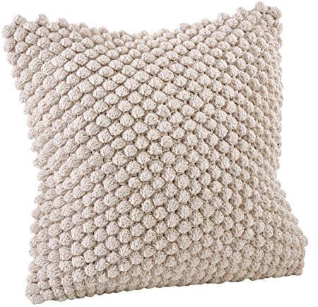SARO LIFESTYLE 3519.I20S Crochet Pompom Down Filled Pillow, Ivory, 20