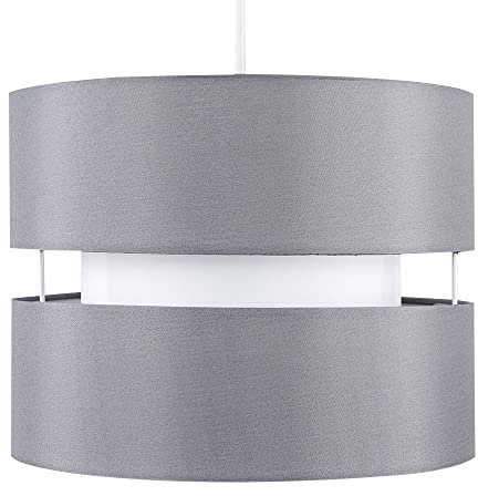 MiniSun | Modern 2 Tier Ceiling Light Shade in a Grey Finish | Pendant Lights, Home Décor & Improvement Essential | 260mm Shade Width