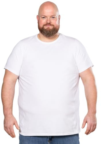 6XL T-Shirt für Männer mit Übergröße Bauchumfang Herren Rundhals Basic Tshirt Übergrößen. 6XL-B (für bauchumfang 154-161 cm) Weiß