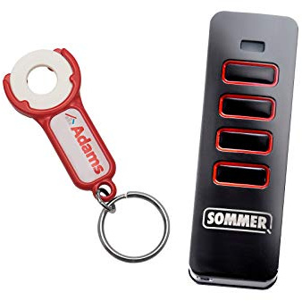 Sommer, Handsender Pearl 4018, 868Mhz, SOMloq2 (Schwarz/Rot) + 1 Stück ADAMS Schlüsselanhänger/Einkaufschip