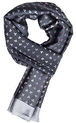 WANYING Dünn Herrenschal für Herbst Frühjahr aus Kunstseide Viskose Casual Business Gentlemen 30 * 170cm - Vierblättriges Kleeblatt Dunkelgrau & Grau