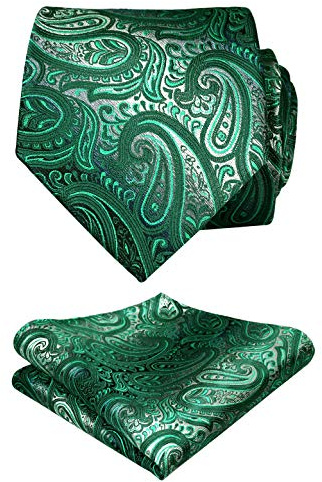 Alizeal, Krawatte mit Einstecktuch, Gradient Paisleymuster, UK143-Dark Green, Grün, UK143-Dark Green