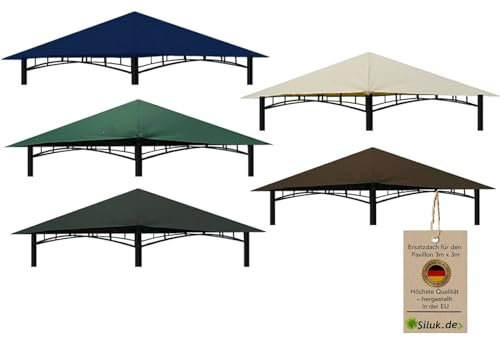 freigarten.de Ersatzdach für Pavillon 3x3 Meter Sand Antik Pavillon Wasserdicht Material: Panama PCV Soft 370g/m² extra stark Modell 3 (Grün)