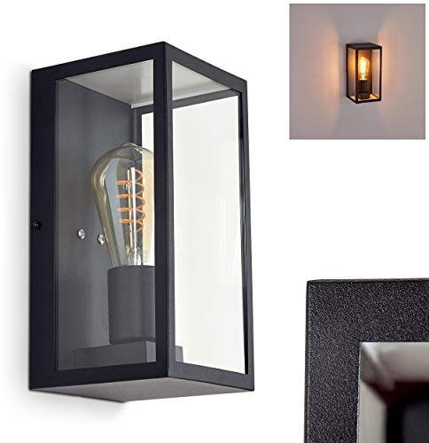 HOFSTEIN Außenwandleuchte Hamra, Außenwandlampe aus Metall/Glas in Schwarz/Klar, Wandleuchte Up außen mit tollem Lichteffekt, E27, IP44, Hof, Außenbereich, Terrasse, Haustüre