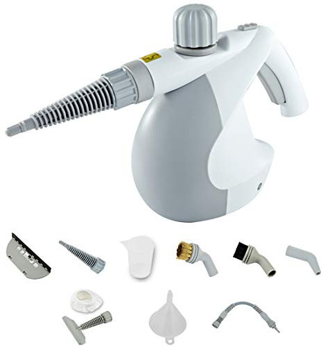 LTLWSH Handheld Pressurized Steam Cleaner Multi-Purpose with 9-Piece Accessories for Stain Removal, Carpets, Curtains, Bed Bug Control, Car Seats,Gray