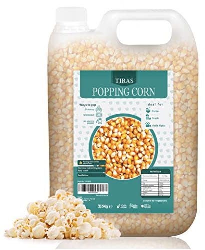 TIRAS Popping Corn Kernels USA Popcorn Seeds - Popcorn Kernels for Popcorn Maker, Air Popper, Stove-top & Microwave - Non GMO - Nut, Dairy & Gluten Free - 5kg