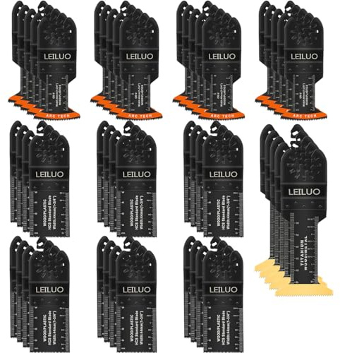 LEILUO 50 Pcs Multi Tool Accessory Kits for Wood Plastic Drywall Universal Oscillating Multitool Attachments with Storage Bag Compatible with DeWalt Makita Einhell Dremel and More…