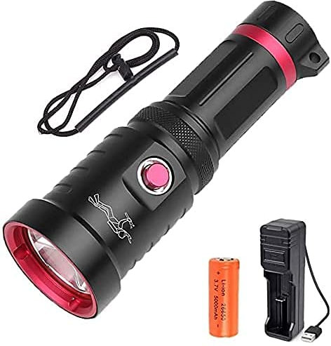 Torcia subacquea Super Bright 50000 Lumens XHP70 Torcia LED, Subacquea 200M Luce subacquea professionale, Torcia impermeabile di sicurezza per il nuoto Sommergibile con caricabatteria per subacquei