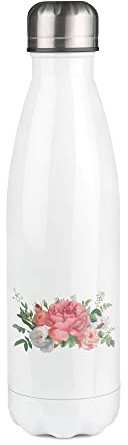 Bouteille Isotherme blanche au motif Fleurs 1