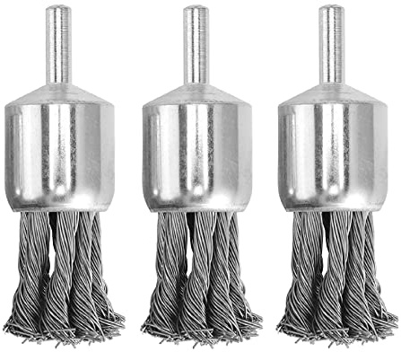 Oniissy Lot de 3 brosses métalliques nouées – Brosse métallique de 2,5 cm pour perceuse – Brosses métalliques de 0,012 cm pour dérouillage du métal, retrait de la peinture, ébavurage de tige de 6,35mm