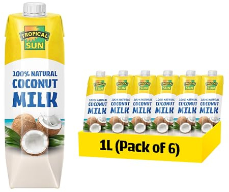 Tropical Sun 100% Natural Coconut Milk | Healthy, Gluten-Free Coconut Milk | No Additives or Preservatives | Pack of 6 (1L)