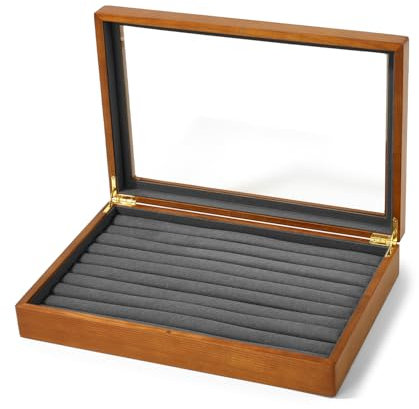 Oirlv Massivholz 9 Slots Schmuckkästen für Ring Ohrringe Aufbewahrungskasten,Schmuckkästchen damen,Display Box,Trinket Organizer