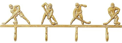 Kare Design Wandgarderobe Ice Hockey, Gold, Garderobenleiste mit 4 Haken, 48 cm