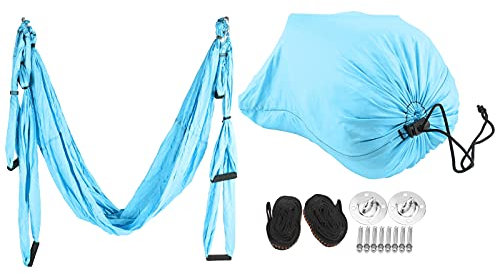 fuik Yoga-Hängematte, ultraleichtes tragbares Yoga-Schaukel-Set, robust mit Aufbewahrungstasche für Yoga für Fitness(Himmelblau)