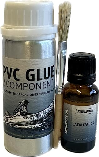 Kit de Pegamento de PVC Profesional para Reparación de Zodiac, Cola de 2 Componentes, 125ml - Cola PVC y Catalizador, Pincel Incluido, Fácil Aplicación. (Negro)