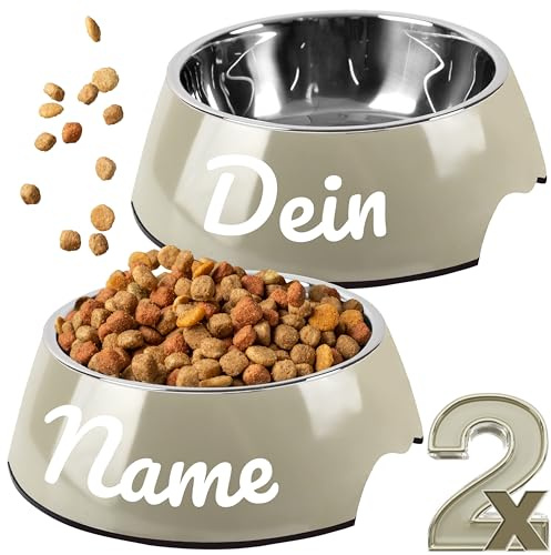 ne&no® Futternapf 2er Set für mittelgroße und große Hunde [Gr. L / 700 ml] Hundenapf personalisiert rutschfest | Hundenapf Grosse Hunde | Futternapf Hund (L Taupe)