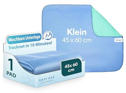 Safe Age® Inkontinenzunterlage waschbar - 45x60cm, Inkontinenz Bettunterlage für Erwachsene, Kinder und Haustiere, wasserdichte Matratzenauflage