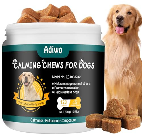 Adiwo Calming Chews for Dogs, 120 Count Calming Dog Treats, Helps with Dog Anxiety, Separation, Barking, Stress Relief, Sleep Calming Aid, for All Breeds & Sizes