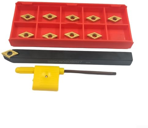 CNC-Drehmeißel-Bit-Werkzeughalter SDNCN0808K07 8 x 125 mm Drehmeißelhalter + DCMT070204 DCMT21.51 Hartmetall-Einsatz, für Halbbearbeitung und Endbearbeitung