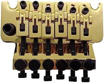 Puente especial de trémolo para zurdos, con sistema de bloqueo doble, con bloque de acero inoxidable, longitud de 34 mm, compatible con accesorios de guitarra eléctrica estilo ST (dorado)