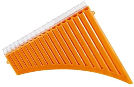 Panflöte aus Bambus Braun/beige/orange Anfänger-Panflöte in C Professionelle Leistung 18-Rohr Leicht zu erlernende Panflöte für Einsteiger(Orange)