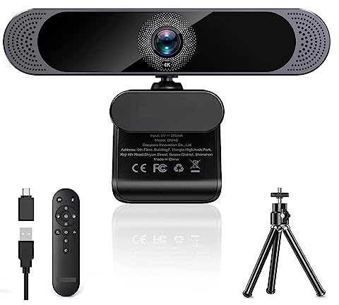 EDEDE Webcam Webcam 4K HD Auto Focus Web Camera Telecomando Webcamera for PC Streaming/Videochiamate/Team for Conferenze, Live Streaming, Registrazione Ideale per riunioni, conferenze, live Streaming