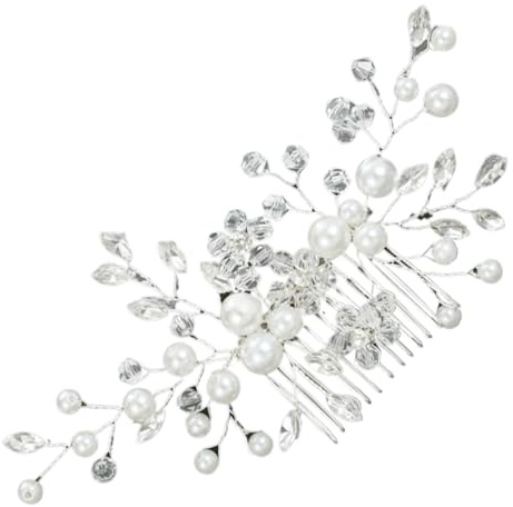 JEYORZY 1 Pcs Copricapo da Sposa per Capelli Copricapo Fiore di Perle Foglie di Cristallo Spazzola per Capelli da Sposa Spazzola per Capelli Accessori per Capelli da Donna e Bambina Accessori Sposa