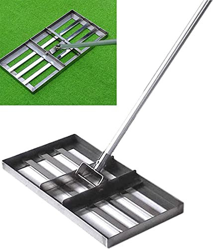 Râteau de nivellement de pelouse, râteau de nivellement de gazon de jardin de golf, râteau de nivellement avec poteau en acier inoxydable de 43 pouces - Outil de nivellement de pelouse robus