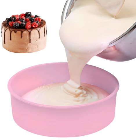 Confezione da 2 teglie rotonde in silicone, riutilizzabili, per torte in chiffon, senza BPA (colore B, 20 cm)