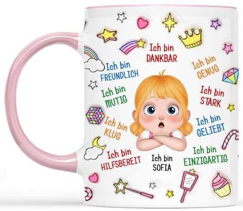 Geschenke Mall Personalisierte Tasse Kinder - Aufgepasst Kindergarten Hier Komme Ich - Kinderbecher mit namen, Tasse personalisiert kinder, Tasse kindergarten (Mädchen)