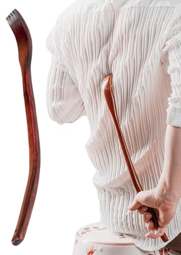 Yuemeuy Rascador De Espalda De Madera,Rascador Para Mujeres Y Hombres | Masajeador Ergonómico de Madera de Haya con Mango Curvado Extendido de Fácil Uso para Jóvenes, Padres y Mujeres Mayores