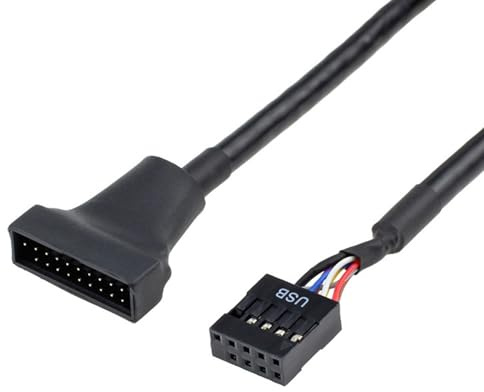 WLGQ - Cable adaptador USB 2.0 de 9 pines a USB 3.0 de 19/20 pines - Convertidor interno para puerto delantero USB 3.0 Tipo-A hembra, negro (0,1 m)