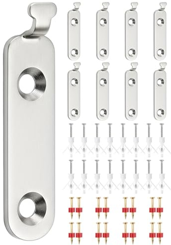 BYSMAH Heavy Duty Picture Hooks, 8 Pack for Mirrors, Art, Canvas & Frames | Mirror Wall Hangers,Including Solid Wall & Plasterboard Screws and Plugs, Up to 40KG Invisible Picture Hanging Kit, 56pcs