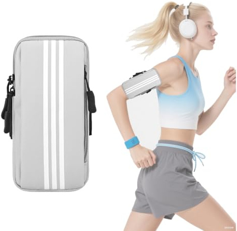 GNALIA Portacellulare Braccio Running, 1 Pezzo, Grigio, Dimensioni 17X8 Cm, Per Jogging E Fitness
