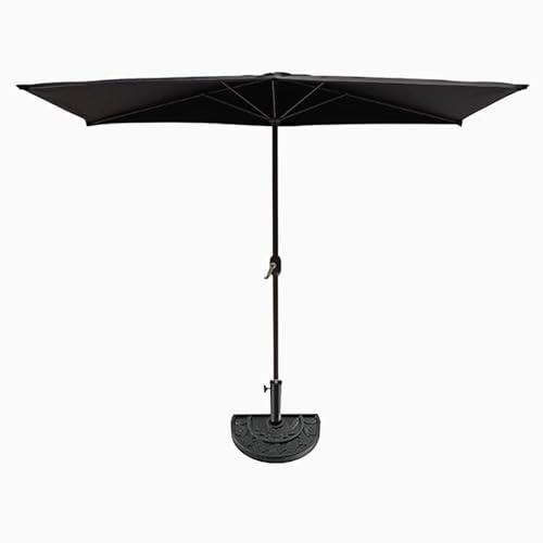 Demi-parasol de patio avec manivelle, protection UV, parasol mural rectangulaire de 1/2 m pour extérieur, piscine, jardin, balcon, terrasse, 5 baleines