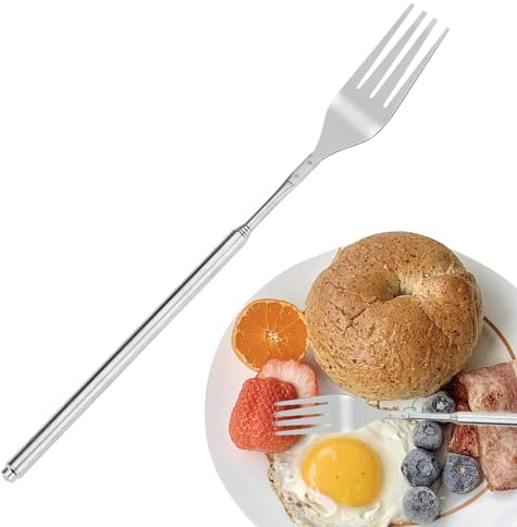 Duvcoywae Tenedor Extensible,Acero Inoxidable Mango Largo | Tenedor Retráctil Barbacoa Utensilios de Cocina | para Hogar Oficina Escuela Cena Fruta Postre Hornear Parrilla Camping Viaje Exterior