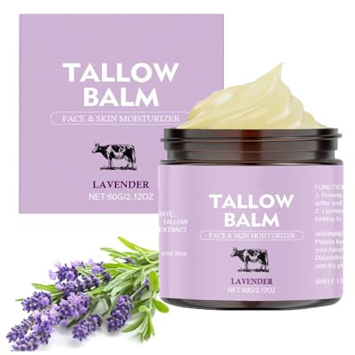 Lavender Beef Tallow Cream for Skin, Tallow Creme mit Lavendel, Lavendelblüten Rindertalg Creme für Haut, Talg Gesichtscreme für Trockene Haut und Hautfeuchtigkeit (1)