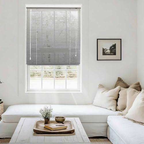 Persianas Venecianas de Aluminio, Personalizable 25mm Láminas Horizontales Oscurecedoras Estores, Ancho 25-165cm, Alto 50-290cm, Cortinas Venecianas for Interiores Ventanas(Gris)